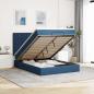 Preview: ARDEBO.de - Ottoman-Bett mit Matratze & LEDs Blau 140x190 cm Stoff