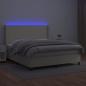 Preview: Boxspringbett mit Matratze & LED Creme 160x200 cm Kunstleder