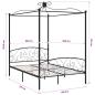 Preview: Himmelbett-Gestell Schwarz Metall 180 x 200 cm