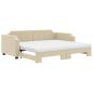 Preview: Tagesbett Ausziehbar mit Matratzen Creme 80x200 cm Stoff