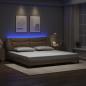Preview: ARDEBO.de - Bettgestell mit LED ohne Matratze "Hvar" Cappuccino-Braun 200x200 cm