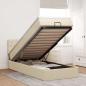 Preview: ARDEBO.de - Ottoman-Bett mit Matratze & LEDs Creme 80x200 cm Stoff
