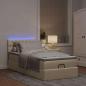 Preview: Ottoman-Bett mit Matratze & LEDs Creme 80x200 cm Stoff