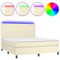 Preview: Boxspringbett mit Matratze & LED Creme 160x200 cm Kunstleder