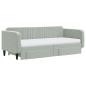 Preview: Tagesbett Ausziehbar mit Schubladen Hellgrau 90x200 cm Samt