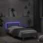 Preview: Bettgestell mit Kopfteil und LED-Leuchten Betongrau 100x200 cm