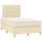 Preview: Boxspringbett mit Matratze & LED Creme 120x190 cm Stoff