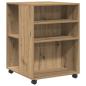 Preview: Beistelltisch mit Rollen Artisan-Eiche 55x60x78cm Holzwerkstoff