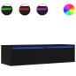 Preview: TV-Schrank mit LED-Leuchten Schwarz Eichen-Optik 100x35,5x25 cm