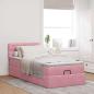 Preview: Ottoman-Bett mit Matratze & LEDs Rosa 90x190 cm Samt
