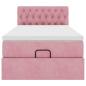 Preview: Ottoman-Bett mit Matratze & LEDs Rosa 90x190 cm Samt