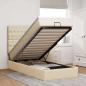 Preview: ARDEBO.de - Ottoman-Bett mit Matratze Creme 80x200 cm Stoff