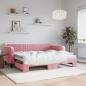 Preview: ARDEBO.de - Tagesbett Ausziehbar Rosa 90x200 cm Samt