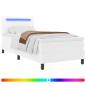 Preview: Boxspringbett mit LED-Lichtleisten Weiß 100 x 200 cm Kunstleder