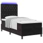 Preview: LED Boxspringbett mit Matratze Schwarz 90 x 190 cm Stoff