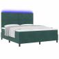 Preview: LED Boxspringbett mit Kopfteil Dunkelgrün 180 x 200 cm Samt