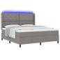 Preview: LED Boxspringbett mit Kopfteil Taupe 180 x 200 cm Stoff