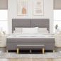 Preview: Boxspringbett mit Kopfteil Taupe 180 x 200 cm Stoff