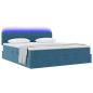 Preview: LED-Speicherbett mit Matratze Dunkelblau 180 x 200 cm Samt