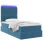 Preview: LED-Speicherbett mit Matratze Dunkelblau 90 x 200 cm Samt