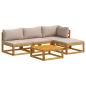 Preview: ARDEBO.de - Sofa-Set 5 stk. Natur Massivholz Akazie