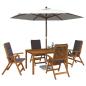 Preview: 5-teiliges Garten-Esszimmer-Set Natur Massivholz Akazie