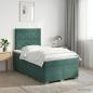 Preview: ARDEBO.de - Boxspringbett mit Matratze Dunkelgrün 120 x 190 cm Samt