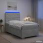 Preview: ARDEBO.de - Boxspringbett mit Matratze und LED Hellgrau 90 x 190 cm Samt