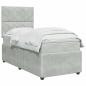 Preview: LED Boxspringbett mit Matratze Hellgrau 90 x 190 cm Samt