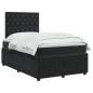 Preview: LED Boxspringbett mit Matratze Schwarz 120 x 190 cm Samt