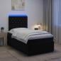 Preview: LED Boxspringbett mit Matratze Schwarz 120 x 190 cm Samt
