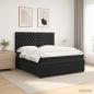 Preview: LED Boxspringbett mit Matratze Schwarz 180 x 200 cm Samt