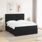 Preview: LED Boxspringbett mit Matratze Schwarz 200 x 200 cm Samt