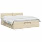 Preview: Ottoman Bett mit Matratze mit Kopfteil Creme 200 x 200 cm Stoff