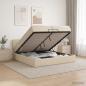 Preview: ARDEBO.de - Ottoman-Bett mit Matratze und LED Creme 200 x 200 cm Stoff