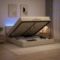 Preview: Ottoman-Bett mit Matratze und LED Creme 200 x 200 cm Stoff