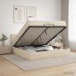 Preview: Ottoman-Bett mit Matratze und LED Creme 200 x 200 cm Stoff