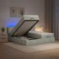 Preview: ARDEBO.de - Ottoman-Bett mit Matratze und LED Hellgrau 180 x 200 cm Samt