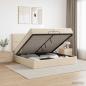 Preview: ARDEBO.de - Ottoman Bett mit Matratze mit Kopfteil Creme 200 x 200 cm Stoff
