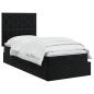 Preview: Ottoman Bett mit Matratze mit Kopfteil Schwarz 90 x 200 cm Samt