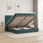 Preview: ARDEBO.de - Ottoman Bett mit Matratze Dunkelgrün 180 x 200 cm Samt