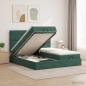 Preview: ARDEBO.de - Ottoman Bett mit Matratze mit Kopfteil 2 Stk. Dunkelgrün Samt
