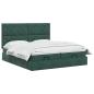 Preview: Ottoman Bett mit Matratze mit Kopfteil 2 Stk. Dunkelgrün Samt