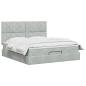 Preview: Ottoman-Bett mit Matratze und LED Hellgrau 160 x 200 cm Samt