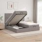 Preview: Ottoman-Bett mit Matratze und LED Taupe 180 x 200 cm Stoff