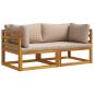 Preview: ARDEBO.de - 2 stk. Ecksofa mit Kissen 100 % Polyester Solid-Acacia Natur