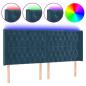 Preview: LED Kopfteil Dunkelblau 183x16x118/128 cm Samt
