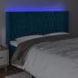 Preview: LED Kopfteil Dunkelblau 183x16x118/128 cm Samt