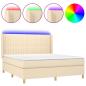 Preview: Boxspringbett mit Matratze & LED Creme 180x200 cm Stoff
