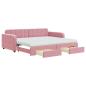 Preview: Tagesbett Ausziehbar mit Schubladen Rosa 90x200 cm Samt